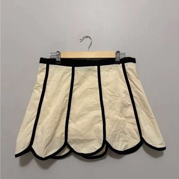 Scalloped Hem Contrast Trim Cream Sleeveless Summer Skort Set - Picture 3 of 11